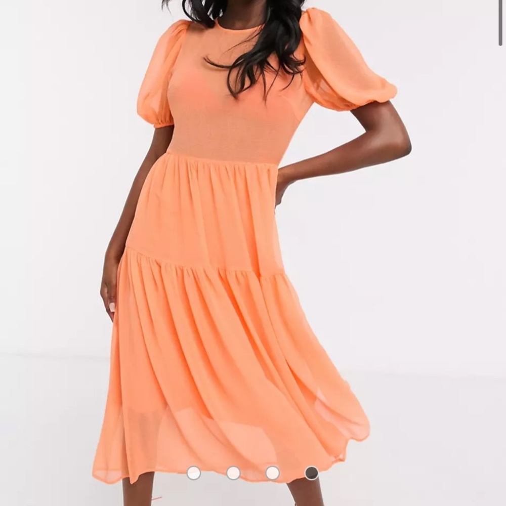 Never Fully Dressed Orange Puff Sleeve Maxi Dress